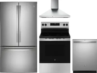 4 Piece Package Includes Refrigerator, Range, Hood And Dishwasher