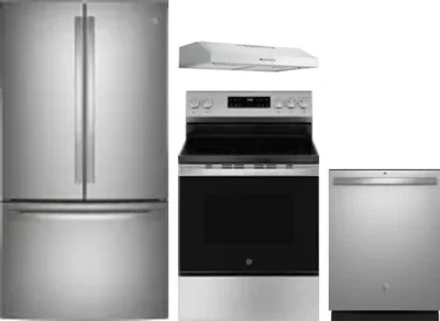 4 Piece Package Includes Refrigerator, Range, Hood And Dishwasher