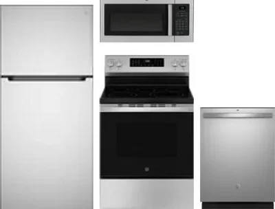 4 Piece Package Includes Refrigerator, Range, Microwave And Dishwasher