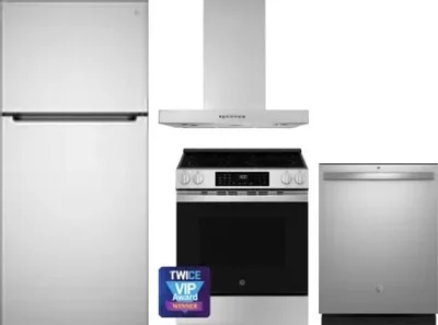 4 Piece Package Includes Refrigerator, Range, Hood And Dishwasher