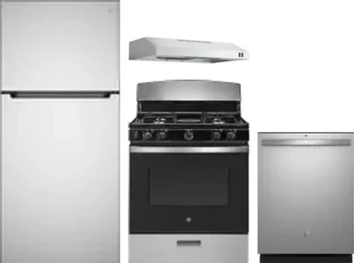 4 Piece Package Includes Refrigerator, Range, Hood And Dishwasher