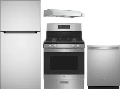 4 Piece Package Includes Refrigerator, Range, Hood And Dishwasher