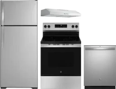 4 Piece Package Includes Refrigerator, Range, Hood And Dishwasher