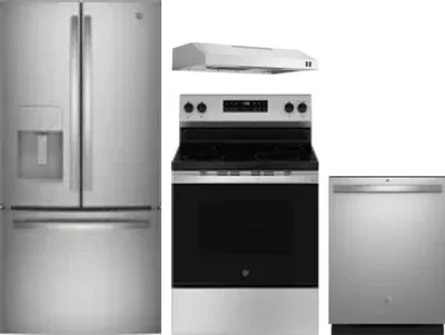 4 Piece Package Includes Refrigerator, Range, Hood And Dishwasher