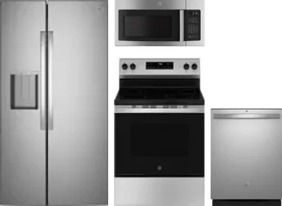 4 Piece Package Includes Refrigerator, Range, Microwave And Dishwasher