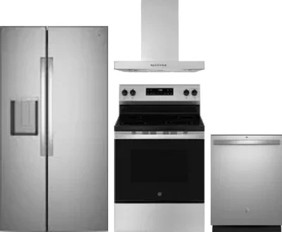 4 Piece Package Includes Refrigerator, Range, Hood And Dishwasher