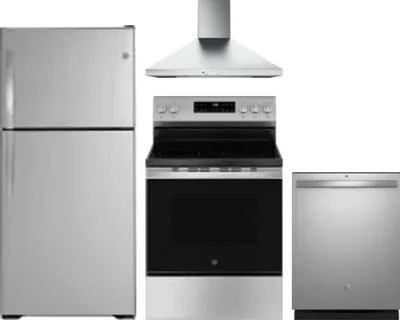 4 Piece Package Includes Refrigerator, Range, Hood And Dishwasher