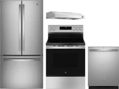 4 Piece Package Includes Refrigerator, Range, Hood And Dishwasher