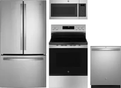 4 Piece Package Includes Refrigerator, Range, Microwave And Dishwasher