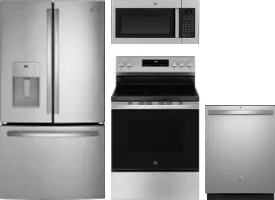 4 Piece Package Includes Refrigerator, Range, Microwave And Dishwasher