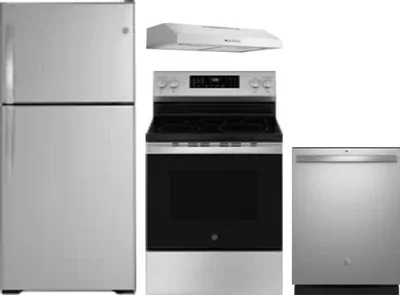 4 Piece Package Includes Refrigerator, Range, Hood And Dishwasher
