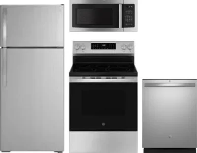 4 Piece Package Includes Refrigerator, Range, Microwave And Dishwasher
