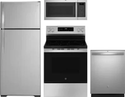 4 Piece Package Includes Refrigerator, Range, Microwave And Dishwasher