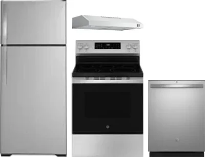 4 Piece Package Includes Refrigerator, Range, Hood And Dishwasher