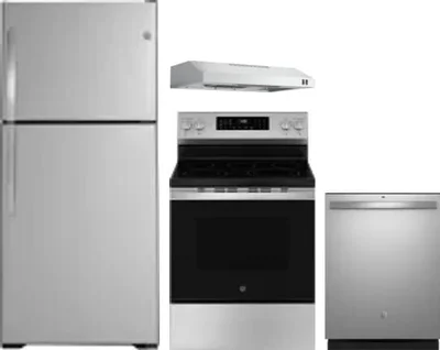 4 Piece Package Includes Refrigerator, Range, Hood And Dishwasher