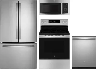 4 Piece Package Includes Refrigerator, Range, Microwave And Dishwasher