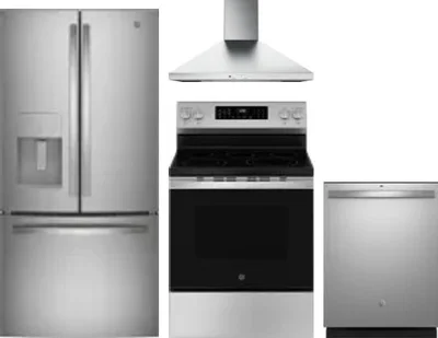 4 Piece Package Includes Refrigerator, Range, Hood And Dishwasher