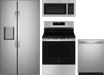 4 Piece Package Includes Refrigerator, Range, Microwave And Dishwasher