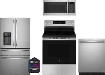 4 Piece Package Includes Refrigerator, Range, Microwave And Dishwasher