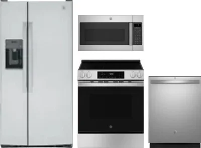 4 Piece Package Includes Refrigerator, Range, Microwave And Dishwasher