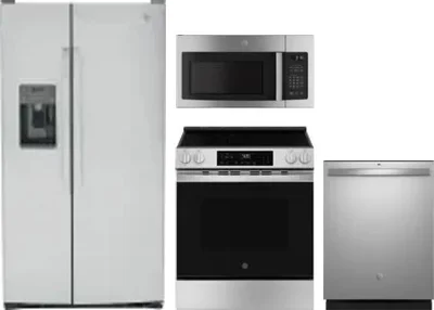 4 Piece Package Includes Refrigerator, Range, Microwave And Dishwasher