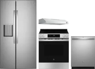 4 Piece Package Includes Refrigerator, Range, Hood And Dishwasher