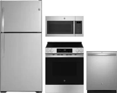 4 Piece Package Includes Refrigerator, Range, Microwave And Dishwasher