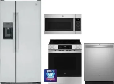 4 Piece Package Includes Refrigerator, Range, Microwave And Dishwasher