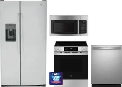 4 Piece Package Includes Refrigerator, Range, Microwave And Dishwasher