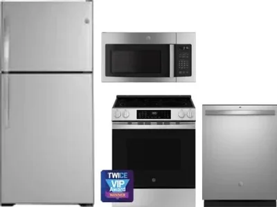 4 Piece Package Includes Refrigerator, Range, Microwave And Dishwasher