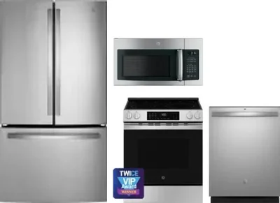 4 Piece Package Includes Refrigerator, Range, Microwave And Dishwasher
