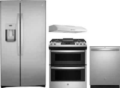 4 Piece Package Includes Refrigerator, Range, Hood And Dishwasher