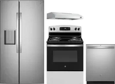 4 Piece Package Includes Refrigerator, Range, Hood And Dishwasher