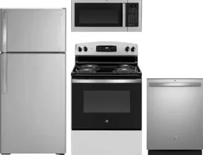 4 Piece Package Includes Refrigerator, Range, Microwave And Dishwasher