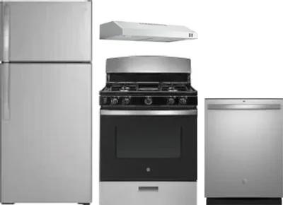 4 Piece Package Includes Refrigerator, Range, Hood And Dishwasher