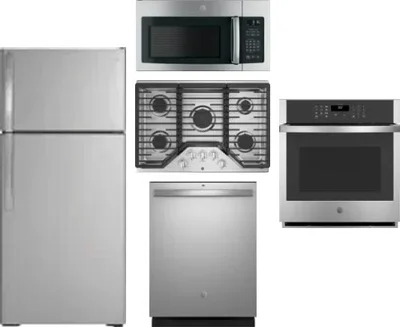 5 Piece Package Includes Refrigerator, Cooktop, Wall Oven, Microwave And Dishwasher