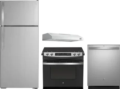 4 Piece Package Includes Refrigerator, Range, Hood And Dishwasher