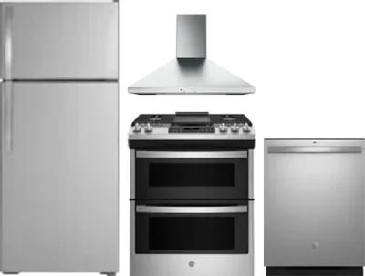 4 Piece Package Includes Refrigerator, Range, Hood And Dishwasher