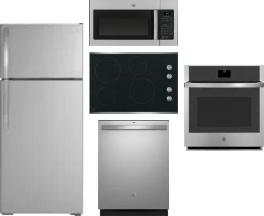 5 Piece Package Includes Refrigerator, Cooktop, Wall Oven, Microwave And Dishwasher