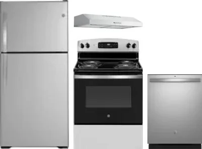 4 Piece Package Includes Refrigerator, Range, Hood And Dishwasher