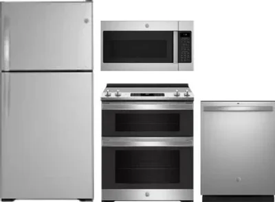 4 Piece Package Includes Refrigerator, Range, Microwave And Dishwasher