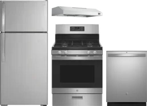 4 Piece Package Includes Refrigerator, Range, Hood And Dishwasher