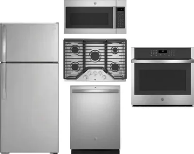 5 Piece Package Includes Refrigerator, Cooktop, Wall Oven, Microwave And Dishwasher
