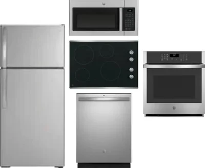 5 Piece Package Includes Refrigerator, Cooktop, Wall Oven, Microwave And Dishwasher