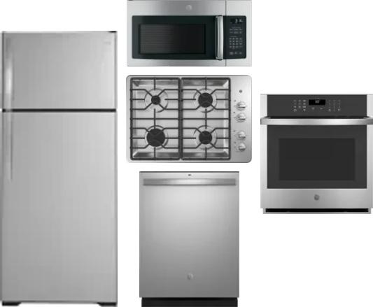 5 Piece Package Includes Refrigerator, Cooktop, Wall Oven, Microwave And Dishwasher