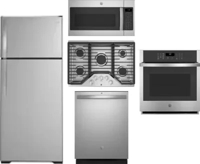 5 Piece Package Includes Refrigerator, Cooktop, Wall Oven, Microwave And Dishwasher