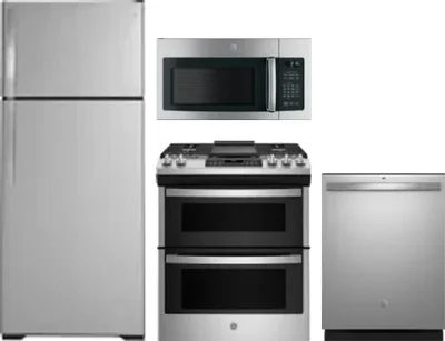 4 Piece Package Includes Refrigerator, Range, Microwave And Dishwasher