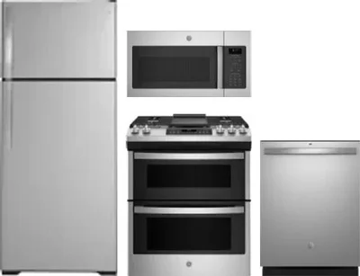 4 Piece Package Includes Refrigerator, Range, Microwave And Dishwasher