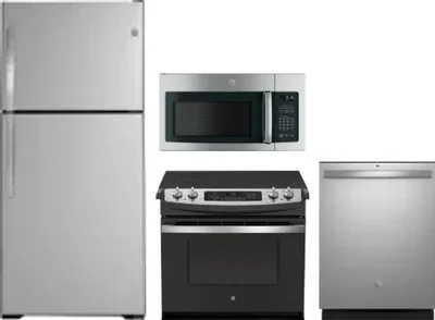 4 Piece Package Includes Refrigerator, Range, Microwave And Dishwasher