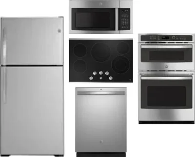 5 Piece Package Includes Refrigerator, Cooktop, Wall Oven, Microwave And Dishwasher